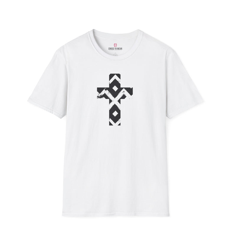 Pattern Cross Unisex Softstyle T-Shirt - Black Design