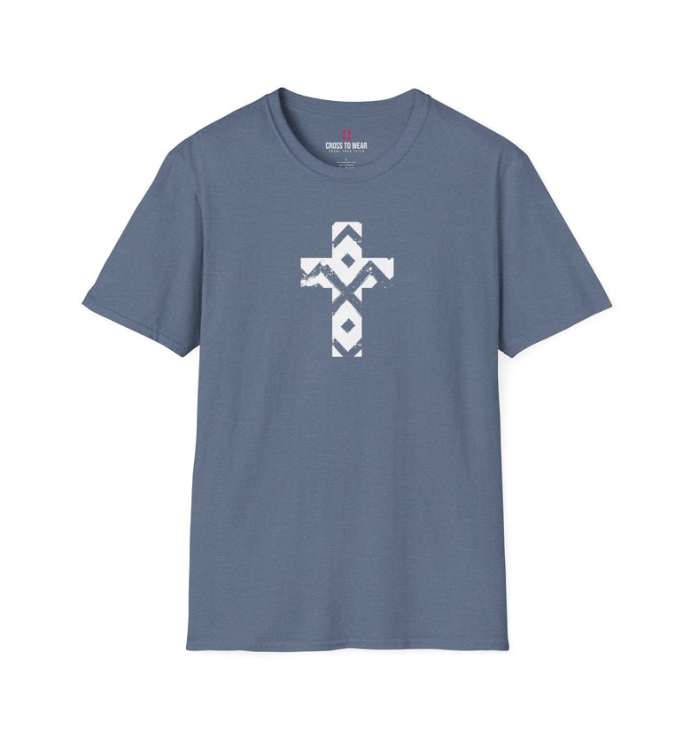 Pattern Cross Unisex Softstyle T-Shirt - White Design
