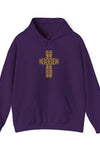 Cosmic Cross Graphic Unisex Hooded Sweatshirt - Cozy & Inspirational Apparel