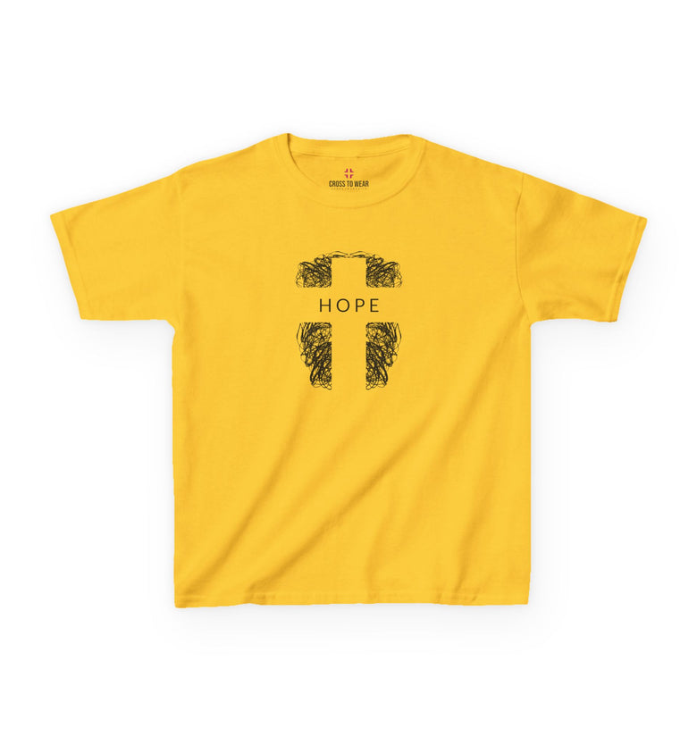 Hope Cross Kids Tee - Comfortable Heavy Cotton T-Shirt for Young Believers